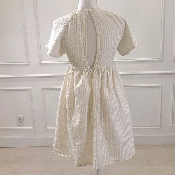 URBAN OUTFITTERS Cream Gingham Puff Sleeve Square Neck Mini‎ Dress S P - Picture 3 of 9
